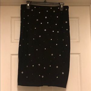 Catherine Malandrino Black Pencil Skirt w/ Rivets